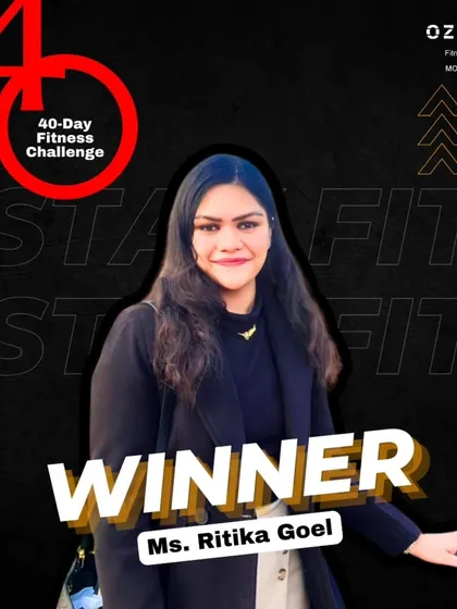 Celebrating the winner of our 40-Day Fitness Challenge, Ms. Ritika Goel. Her dedication and results inspire our entire community.