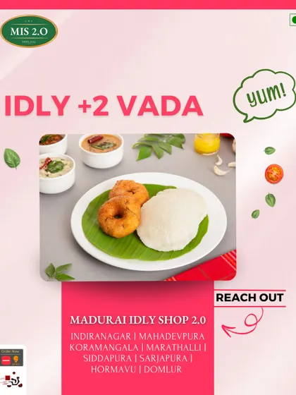 This plate features a classic Idli and Vada combination, a staple for any South Indian breakfast catering. You get the softness of the idli and the crunch of the vada in one satisfying meal.