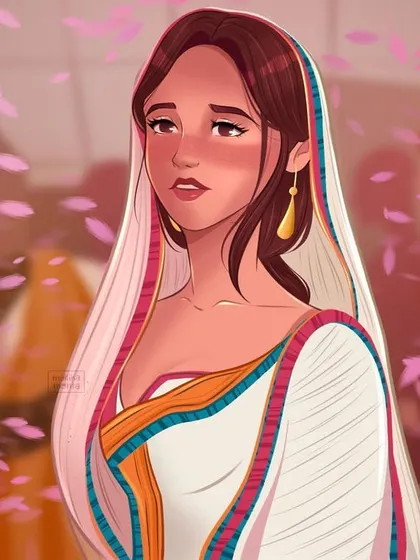 The full view of my 'Aladdin' photo study. This composition includes the background elements and falling petals, creating a complete and atmospheric scene.