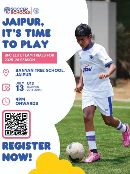 An announcement for our U13 BFC Elites trials in Jaipur. We are expanding our search for the best young talent across the country.