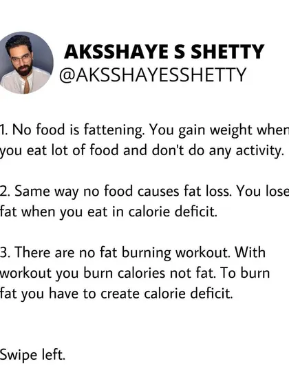 A core fact of fat loss: no single food is fattening. You gain weight from a consistent calorie surplus. Similarly, no food or workout "burns" fat; they only help you create a calorie deficit.