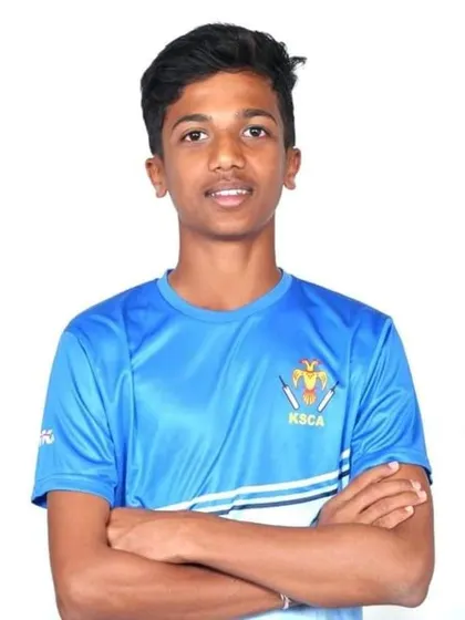 Portrait of Rathan BR, celebrating his selection for the KSCA Under-16 Zonals.