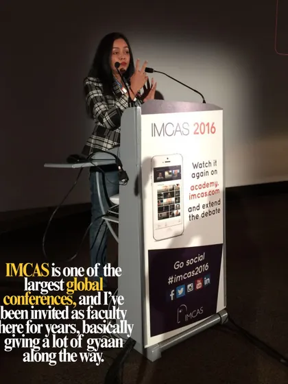 A 2016 throwback of me speaking at IMCAS. I've been invited as faculty to these global conferences for years, sharing my knowledge along the way.