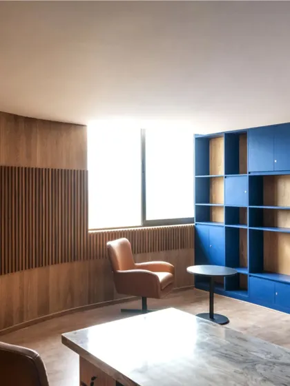 A glimpse into a faculty room at MSAP, showcasing our ability to craft refined interior spaces within a larger, robust architectural framework.
