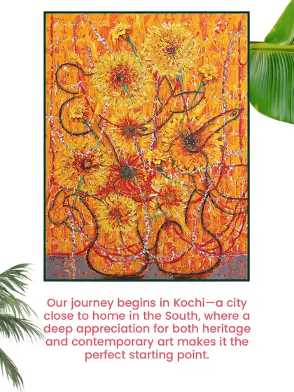 Our journey begins in Kochi, a city where a deep appreciation for both heritage and contemporary art makes it the perfect starting point for our travelling exhibition.