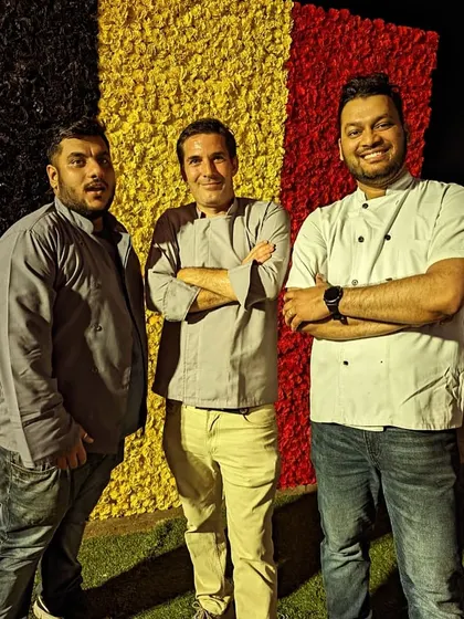 Our chefs taking a well-deserved moment at the Belgian King's Day event. Pulling off a double consulate event night is a testament to the strength and coordination of our Gaia Family.