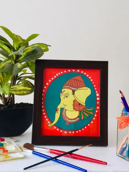 This sweet, framed Ganesha painting is perfect for bringing good energy to a small space. I designed this 9x8 inch piece to be a lovely addition to a desk or a thoughtful gift for a new beginning.