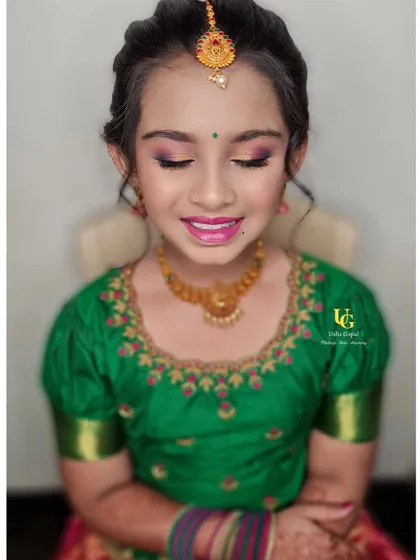 Makeup for younger clients is all about fun. I can teach you how to apply age-appropriate makeup, like this colorful and shimmery eye look requested by the lovely Poorvi.
