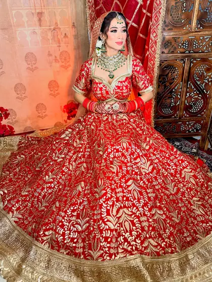 Another full-length shot showing the grandeur of the complete bridal look. I work with you to create a look that you will cherish forever.