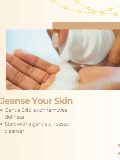 The first step to any good routine is cleansing. I recommend starting with a gentle, oil-based cleanser to effectively remove makeup and impurities without stripping your skin.