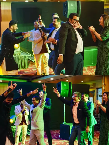 The energy at corporate events can be just as high as at weddings! Here are some moments from the dance floor at the Quess Corp annual day celebration.