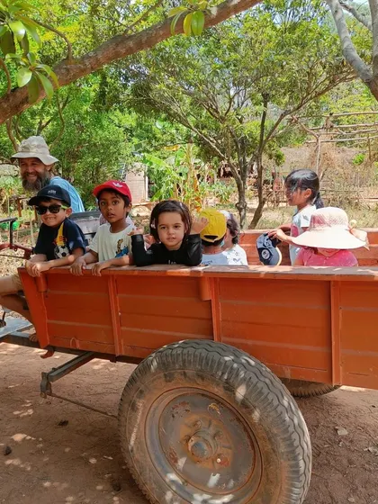 All aboard for another tractor ride adventure. These rides are always a favorite, offering a unique perspective of the farm landscape.