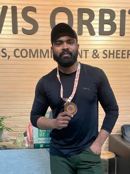 A fellow Vis Orbit teammate with his medal from the nationals.