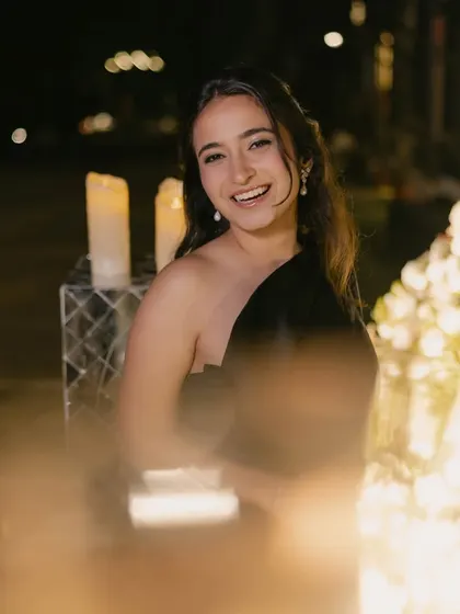 Another beautiful, happy moment from the cocktail party. The makeup is designed to look flawless both in person and in photos.
