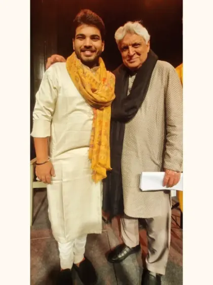 With the legendary poet and lyricist Javed Akhtar sahab after our show "Anant". It was an unforgettable experience to provide the rhythmic backdrop for his powerful words.