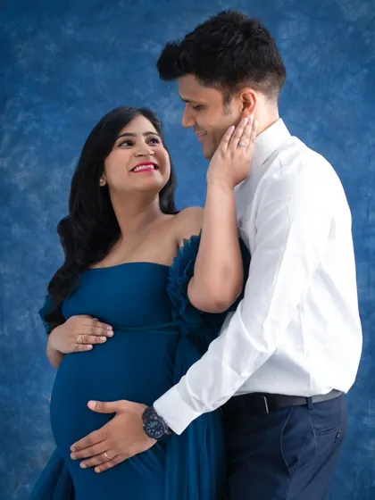 A portrait filled with love and happiness. The couple looks at each other with bright smiles, their connection evident in this beautiful, interactive shot.