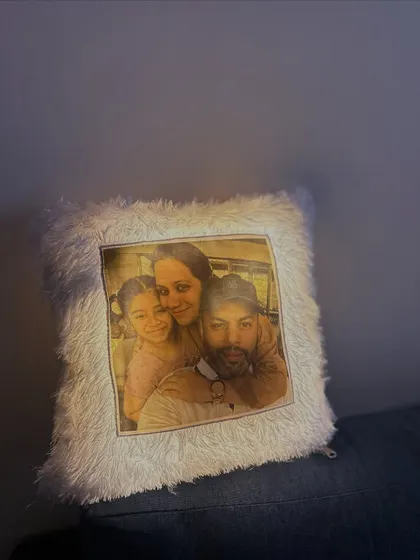A beautiful family photo printed on one of my glowing LED cushions. It's a wonderful way to keep your loved ones close.