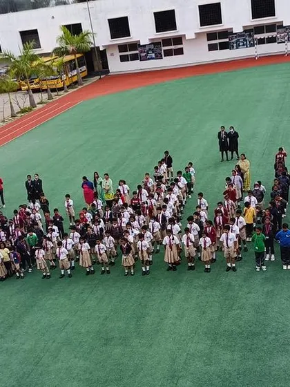 An aerial view of our students gathered for the Constitution Day assembly, a testament to our commitment to civic education.