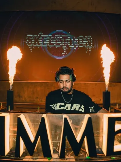 Another shot from the Shimmers anniversary, with my name on the LED screen and fire cannons blazing.
