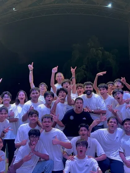 A group photo with the organizing committee and students at Christ University's Zenitra fest. It's a team effort, and I love celebrating a successful show with the crew.