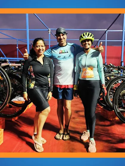 Our athletes at the Kolhapur Triathlon. We support multi-sport athletes in our community as well.