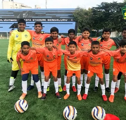 Action from our U-13 team's dominant 9-1 victory in the KSFA Youth Premier League match against Dynamic Sporting FA, played at the iconic KSFA Stadium in Bengaluru.