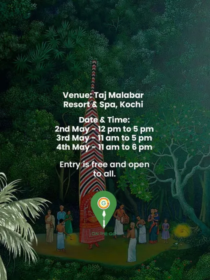The official venue and schedule for our 'On The Go' showcase at the Taj Malabar Resort & Spa in Kochi. Entry is free and open to all.