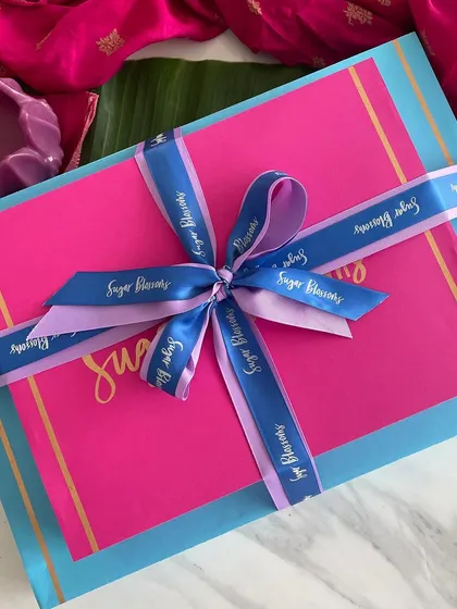 The final touch on my Diwali gift boxes is always a beautiful ribbon. I use high quality satin and organza ribbons to make your gift feel extra special.
