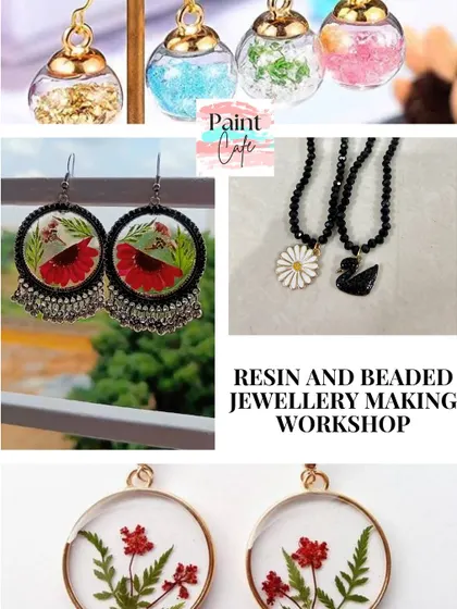 A graphic promoting my Resin and Beaded Jewellery Making Workshops.