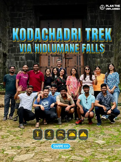 A poster for our Kodachadri trek, showing a smiling group ready to take on the challenge.