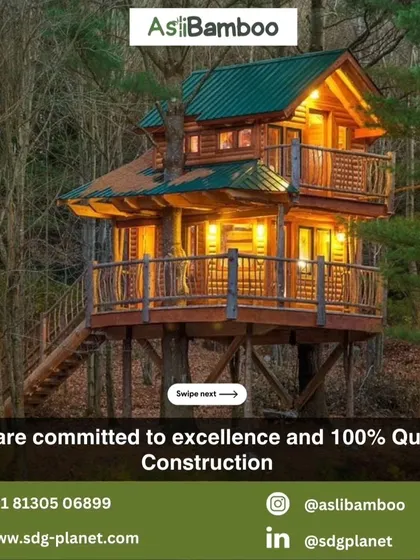 This stunning treehouse, nestled in a forest, showcases our commitment to quality construction and creating magical spaces. We build structures that are not only sustainable but also built to last, providing a unique connection with nature.