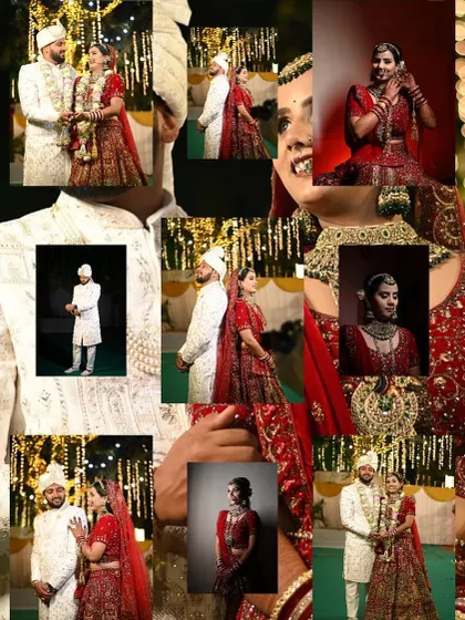 A beautiful collage capturing the key moments of a wedding. It showcases our work on both the bride and groom, telling the story of their special day.