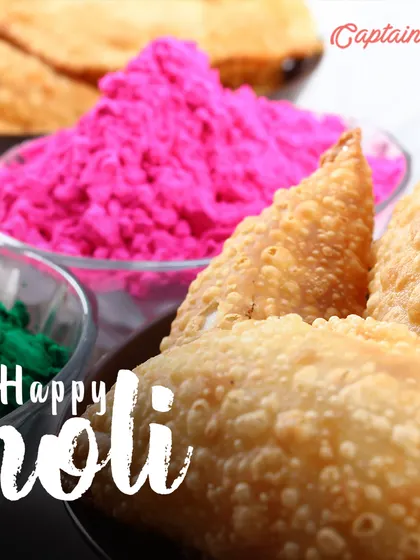 No Holi is complete without the classic taste of freshly made gujiya. This close-up shot highlights the delicious, flaky pastry, a staple of my Holi catering menu. It’s these traditional touches that make a festival feel authentic.