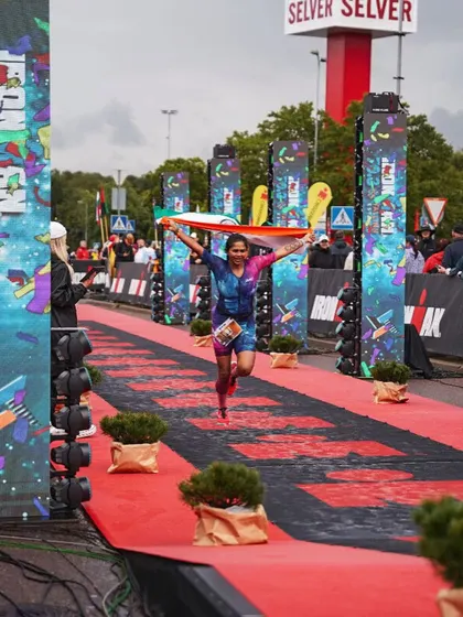 Flying towards the finish at Ironman Tallinn. This is the final push, where you empty the tank and leave everything out on the course.