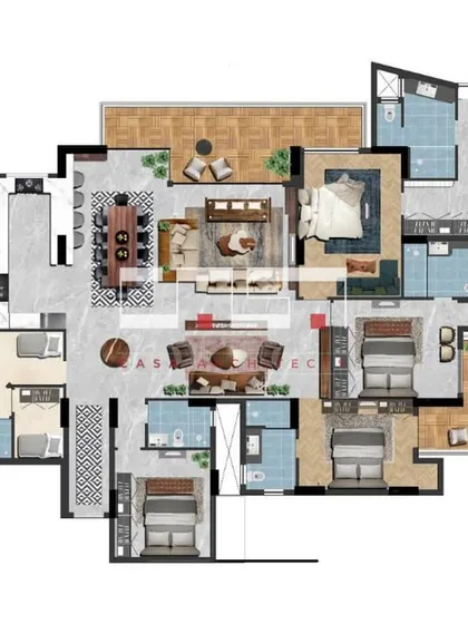 The 2D floor plan for the DLF Belaire project, giving a technical overview of the spacious and well-planned layout of the apartment.
