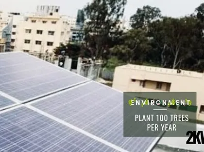 A 2kW rooftop solar system has the positive environmental impact of planting 100 trees every year.