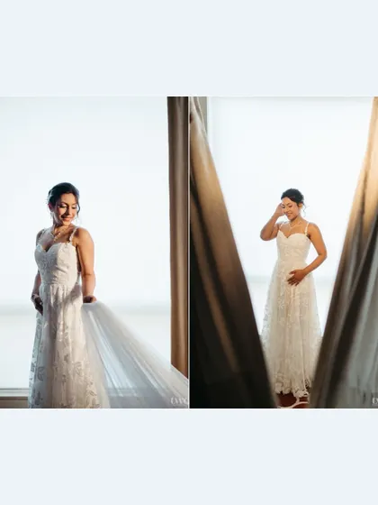 Candid moments of the bride as she gets ready. Her natural smiles and expressions show the genuine excitement and emotion of the wedding morning.