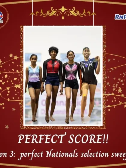 A perfect sweep. This graphic celebrates our gymnasts' flawless selection for the Nationals, a testament to the depth of talent we nurture at our academy.