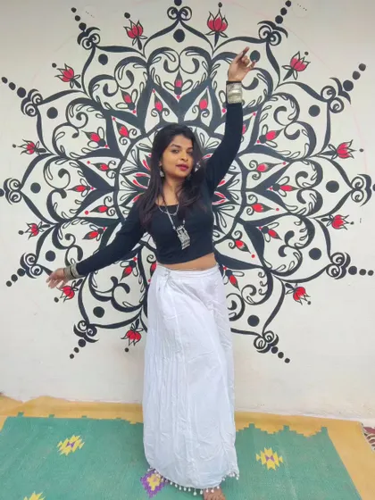 Feeling the energy of the finished piece. This mural was designed to be both grounding and uplifting, perfect for a space meant for celebration.