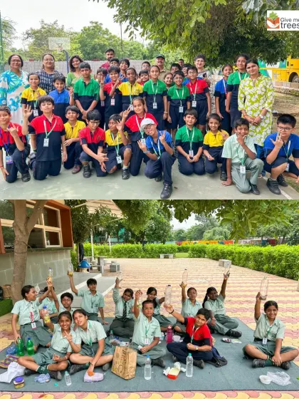 A collage capturing the energy and excitement of the nature education program at DLF World School. Happy faces and hands-on activities are what it's all about.