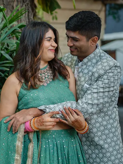 An intimate embrace during a 40-person wedding in Delhi. I love shooting these smaller, more personal celebrations where the focus is truly on the couple's love and connection.