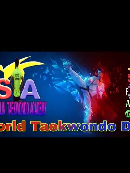 A graphic celebrating World Taekwondo Day, featuring our academy and gym logos. We are proud members of the global Taekwondo community.