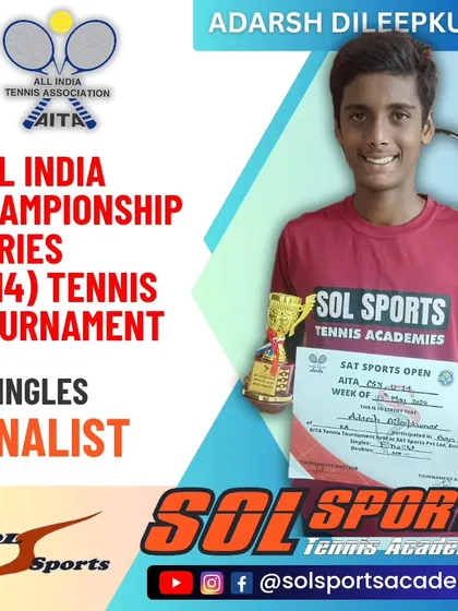 Congratulations to Adarsh Dileepkumar for his outstanding performance as a singles finalist in the Boys U14 category at the AITA Nationals Championship Series.