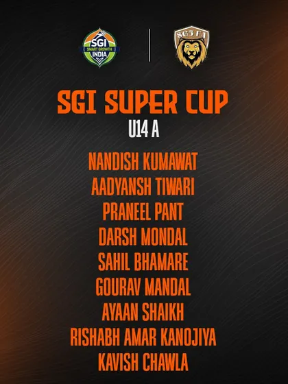 The squad list for our U14 A team competing in the SGI Super Cup. We wish them the best of luck.