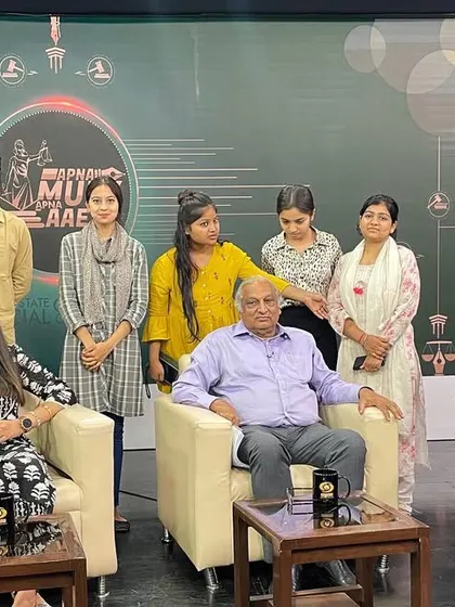 With the panel and crew on the set of "Apna Mulk Apna Aaeen" on DD Urdu after a recording on Defamation Law. Collaborative discussions are key to legal awareness.