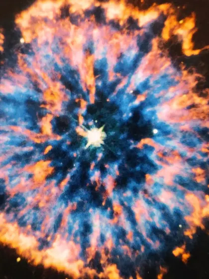 The inspiration for our art project: a stunning image of the NGC 6751 planetary nebula, connecting our classroom creativity to the vastness of the cosmos.
