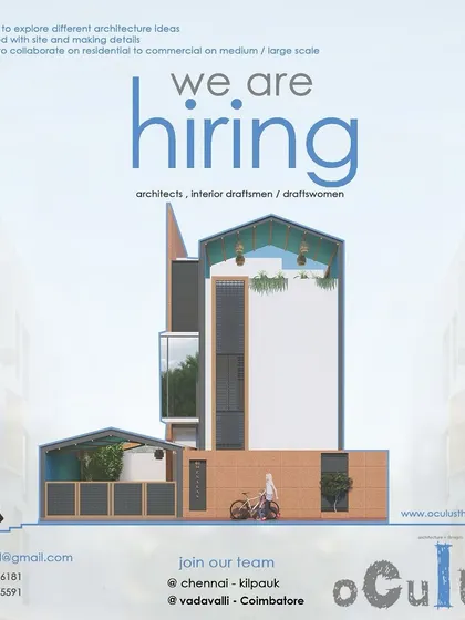 Oculus in Chennai and Coimbatore is looking for architects and interior draftsmen who are passionate about exploring different architectural ideas.