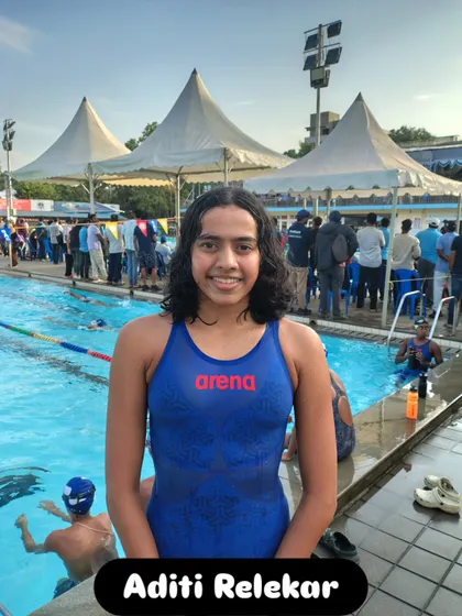 Aditi Relekar in her racing suit, a multiple gold medalist.