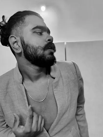 A stylish, black and white self-portrait. This is my "Kanye East" persona.