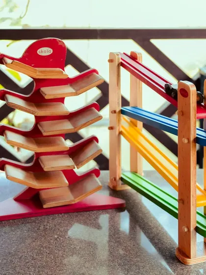 These colorful wooden toys are perfect for toddlers and young children, encouraging creative play and motor skills.